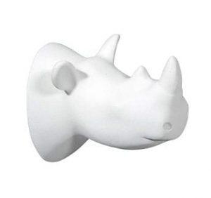 Patère-design-animal-ZOO-tête-de-rhinocéros-blanc-mat