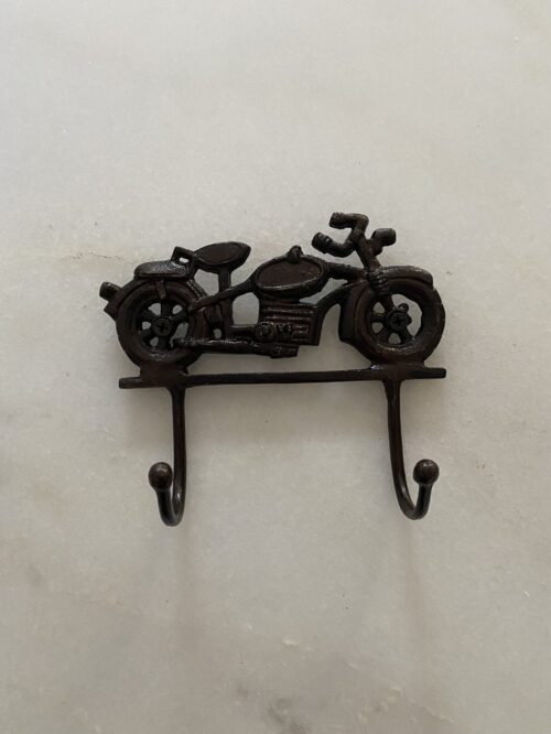 Patère double moto vintage acier vieilli
