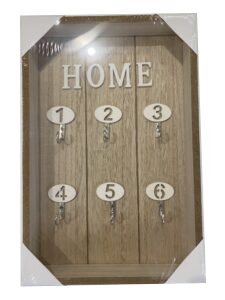 Boîte à clé murale en bois HOME - 6 crochets - 1001 Patères
