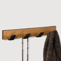 Porte-manteaux en bois foncé métal noir et 4 accroches NESU – Image 3
