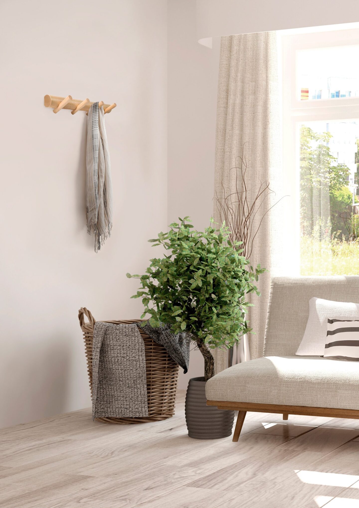 Porte-manteaux design rondins en bois naturel NESU