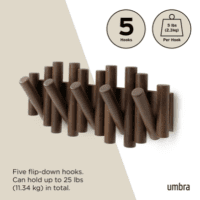 Porte-manteaux 5 patères amovibles PICKET UMBRA bois marron