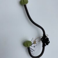 Patère antique métallique et double embouts porcelaine vert