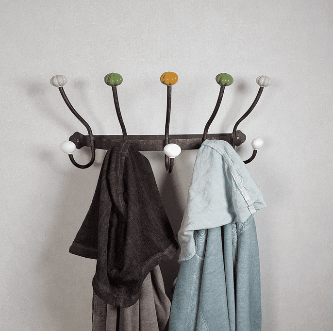 Porte-manteaux mural vintage céramique color