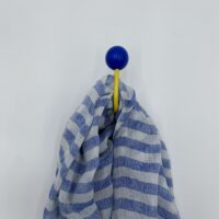 Patère aimantée vintage jaune boule bleu