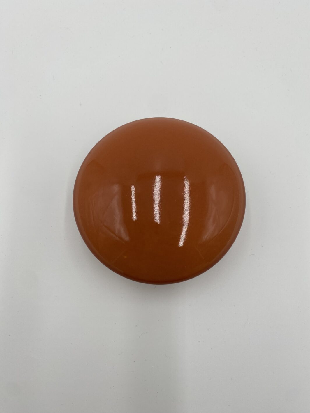 Patère bouton céramique 9 cm orange terracotta brillant