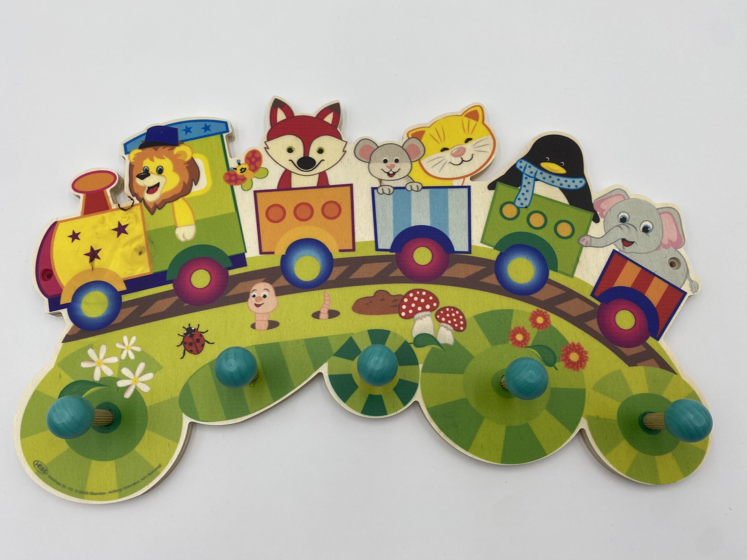 Porte-manteaux 5 patères petit train des animaux HESS