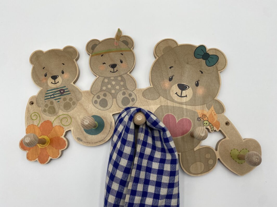Porte-manteaux famille ours chambre enfant en bois HESS